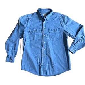 L.L. Bean Vintage Men's Denim Blue Button-Down Shirt | Size Large